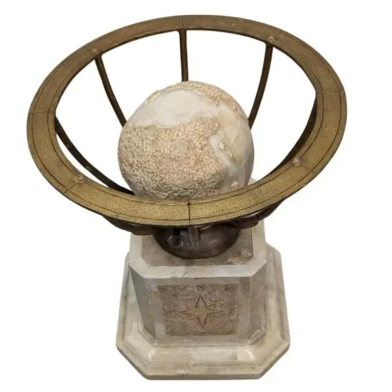 Pedestal Table With Globe In Marquetry Of Alabaster Plaques photo for sale
