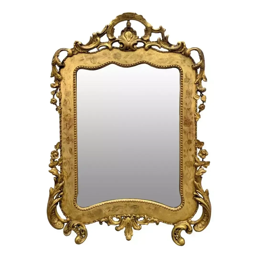 Louis XV Style Gilt Stucco Mirror With Beveled Glass, 19th Century