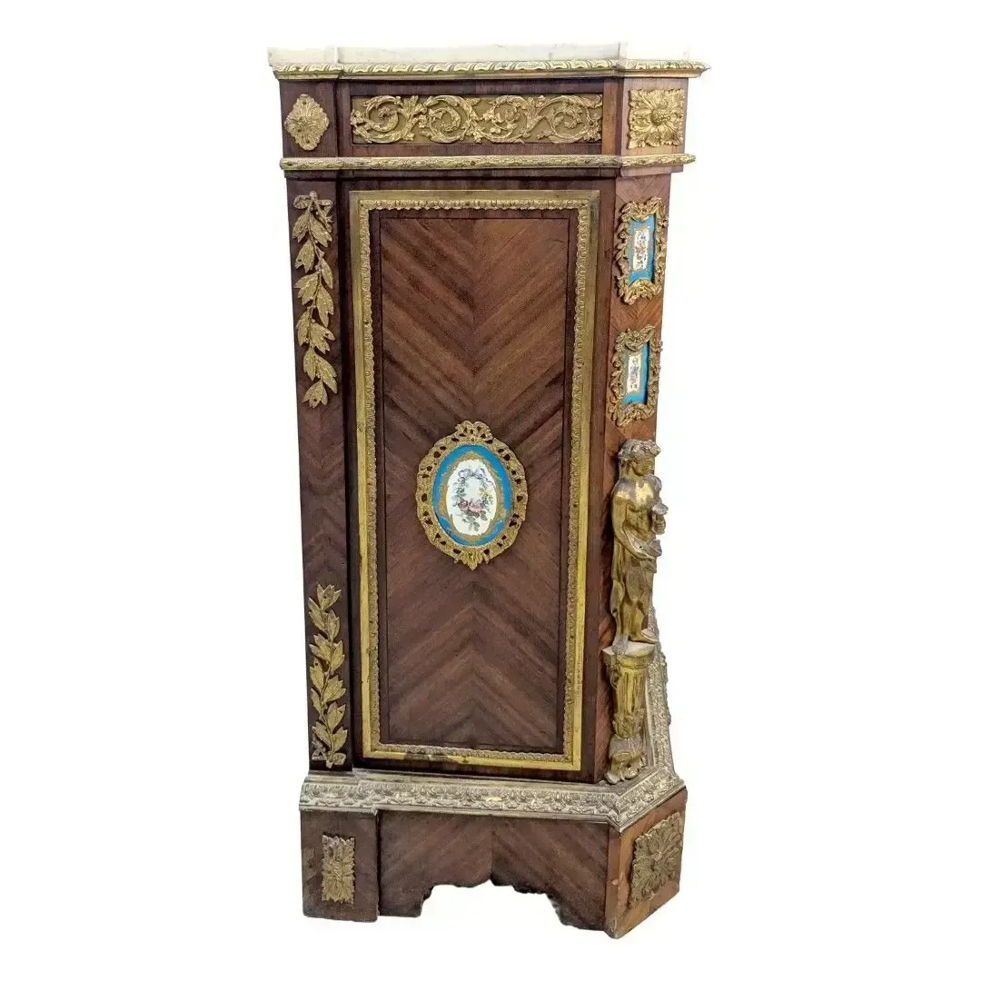 Napoleon III Sideboard With Marquetry, Sèvres Porcelain Plaque & Gilt Bronze Register, 19th Century photo for sale