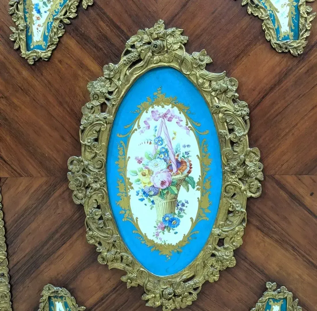 Napoleon III Sideboard With Marquetry, Sèvres Porcelain Plaque & Gilt Bronze Register, 19th Century photo buy