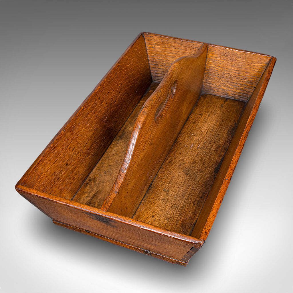 Antique Housekeeper’s Carry, English Oak, Cutlery Tray, Trug, Work Box, Georgian photo vinterior