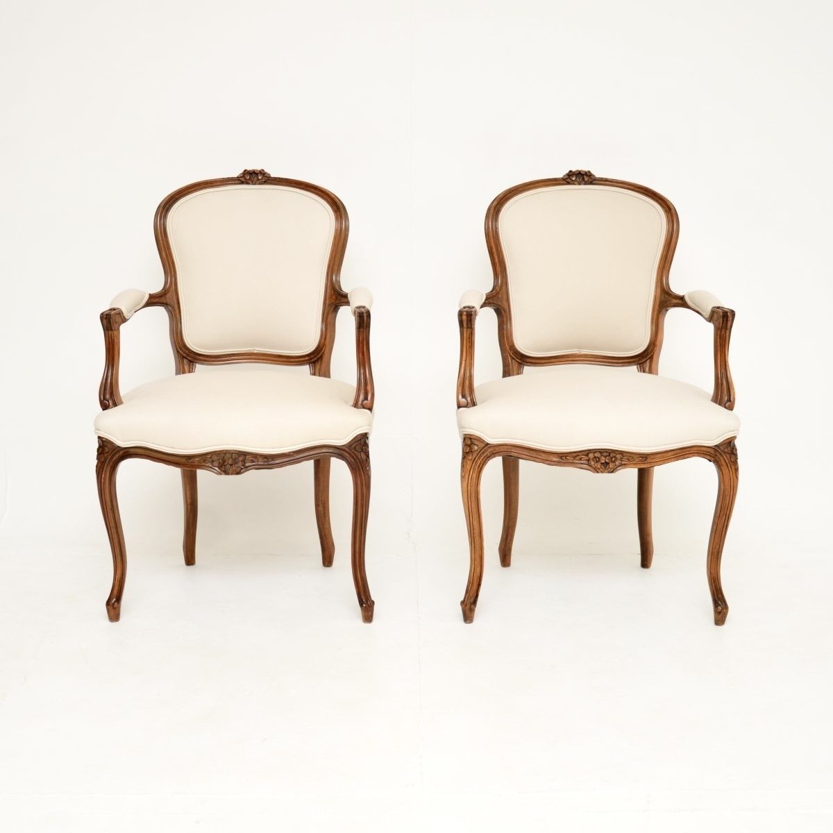 Pair Of Antique French Walnut Salon Armchairs photo furniture