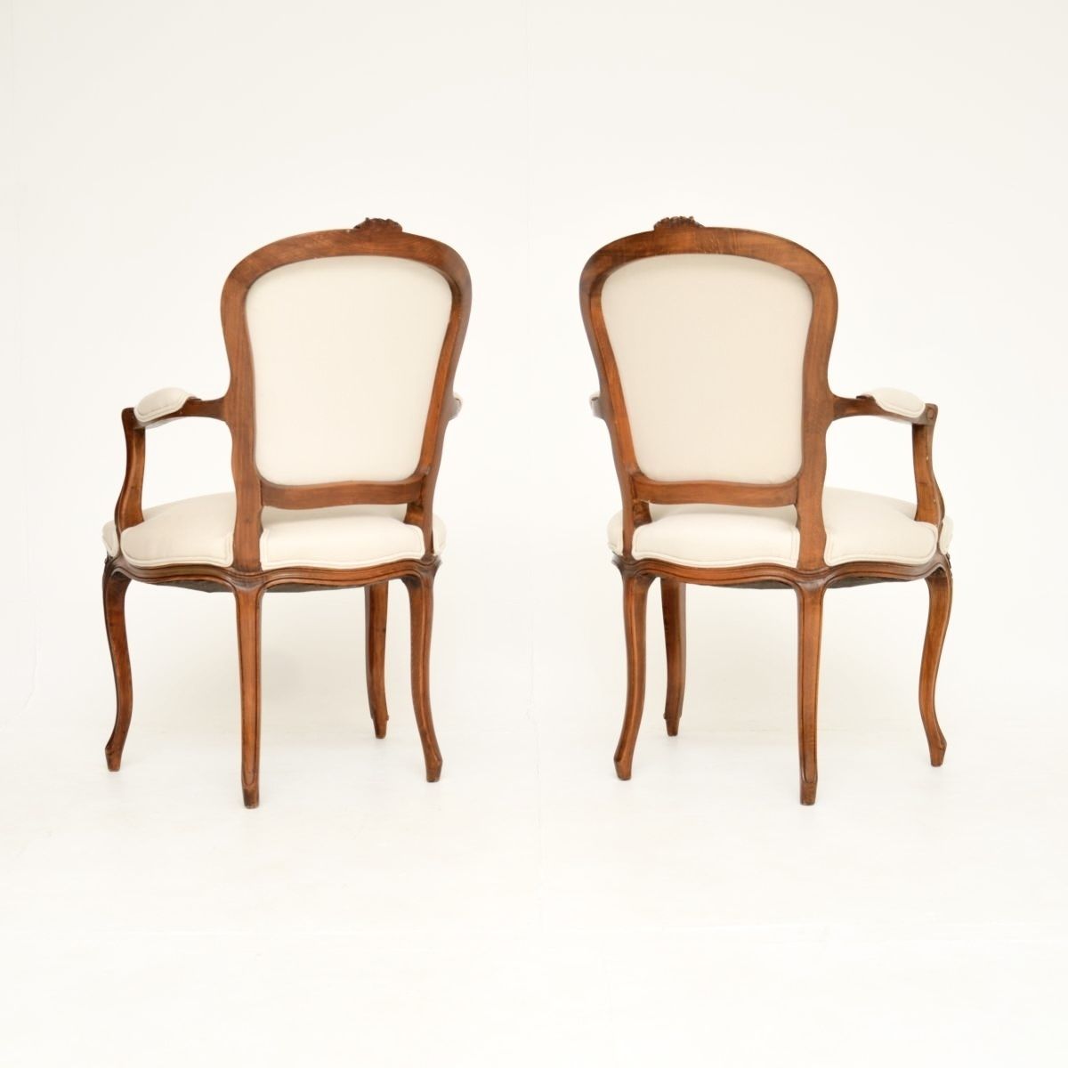 Furniture Pair Of Antique French Walnut Salon Armchairs photo