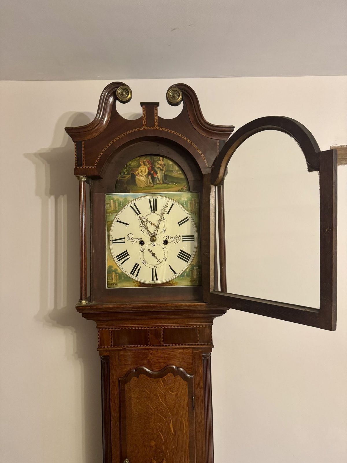 Quality Antique George III Oak And Mahogany Banded Long Case Clock photo furniture