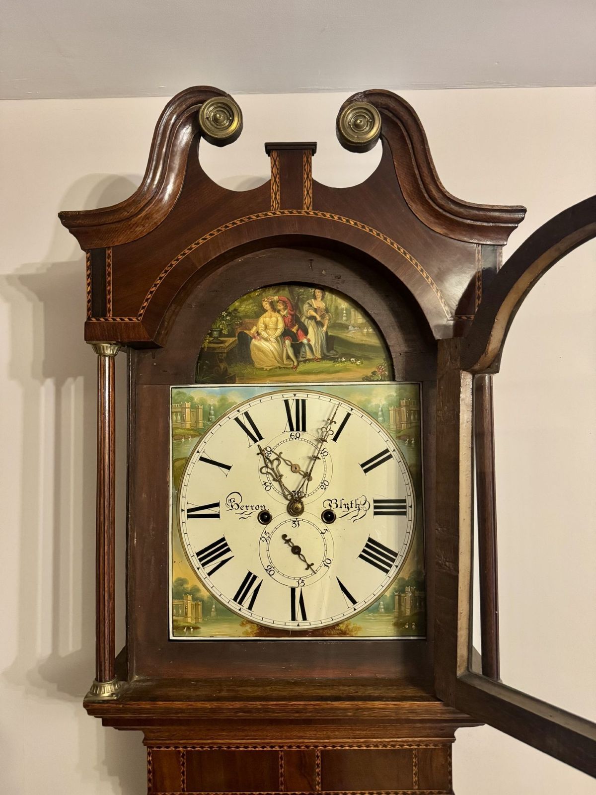 Quality Antique George III Oak And Mahogany Banded Long Case Clock photo Home Decor