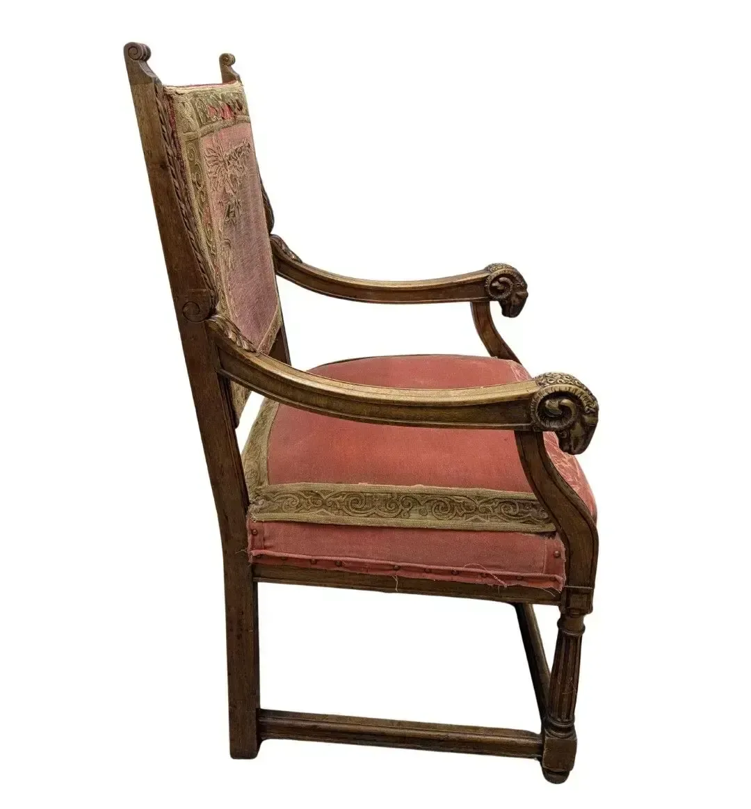 Pair Of Renaissance Style Walnut Armchairs Decorated With Rams' Heads photo furniture