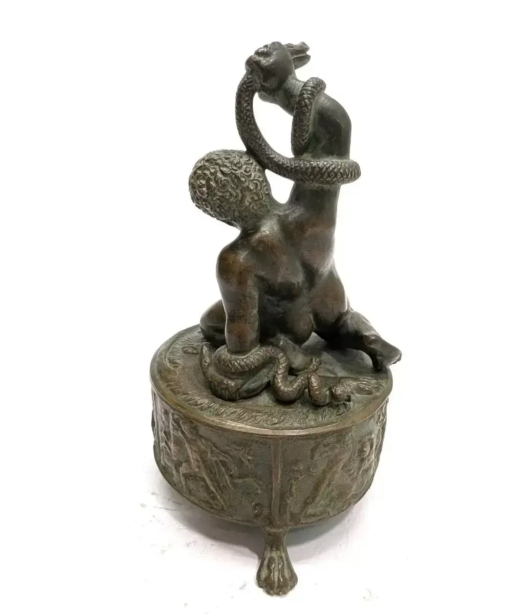 19th Century Bronze Hercules As A Child With Green Patina photo furniture