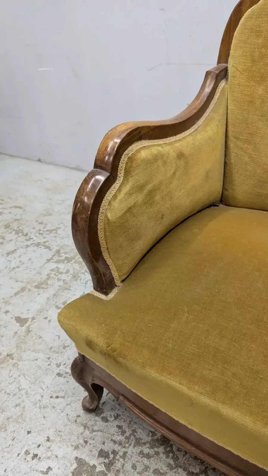 Set Of 4 Louis XV Style Armchairs Upholstered In Mustard Velvet photo vintage