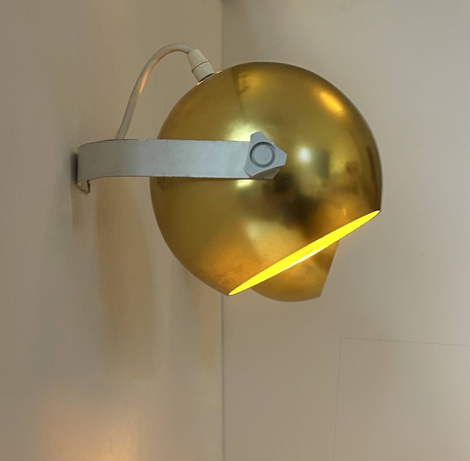 Pair Of Vintage Brass Wall Lights By Parscot, France, 1970 photo Lighting