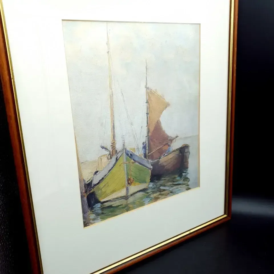 photo for sale Hans Trimborn Print Two Ships At Norderney Zwei Schiffe Framed