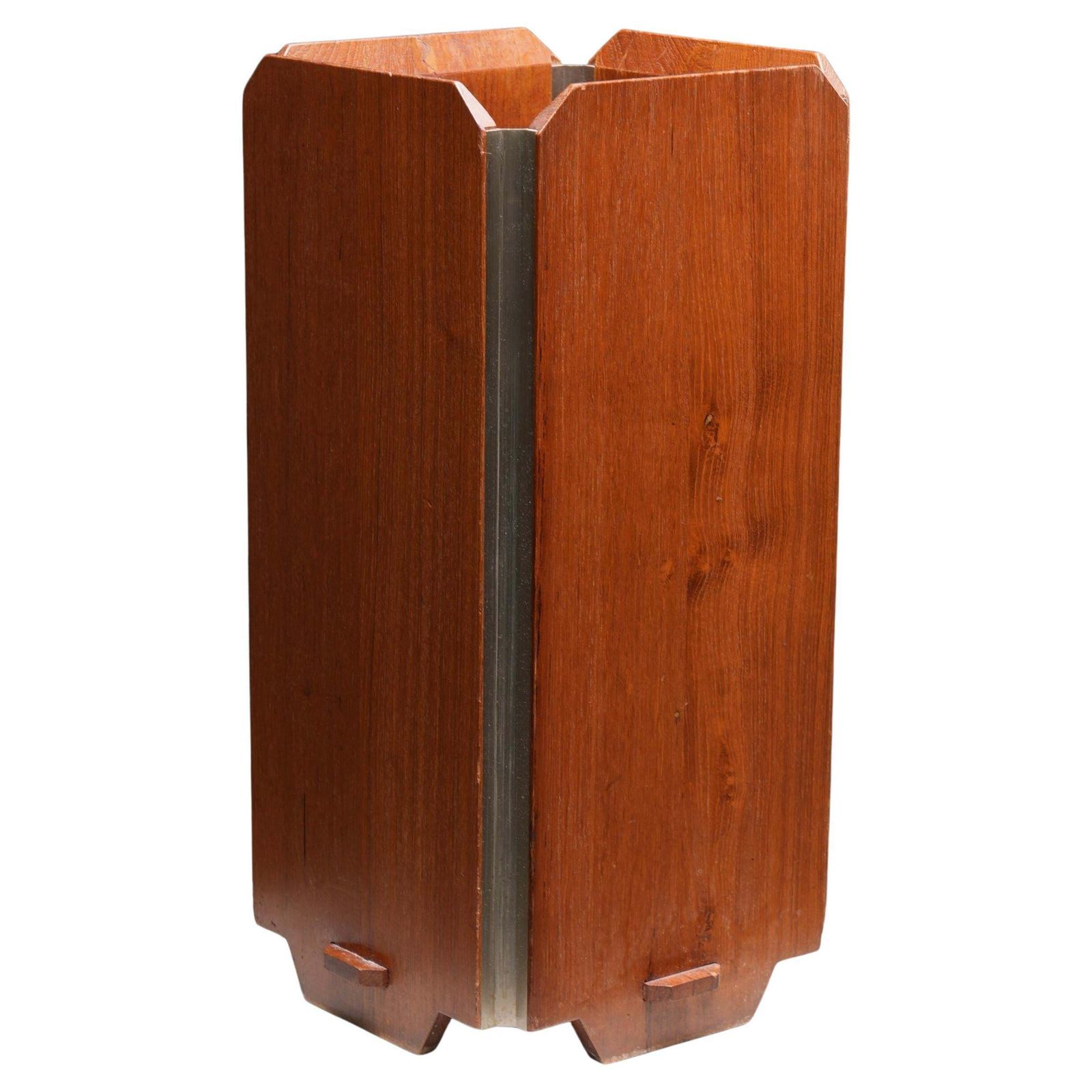 Ico Parisi Umbrella Stand For Stildomus In Walnut And Metal, Italy, 1950's
