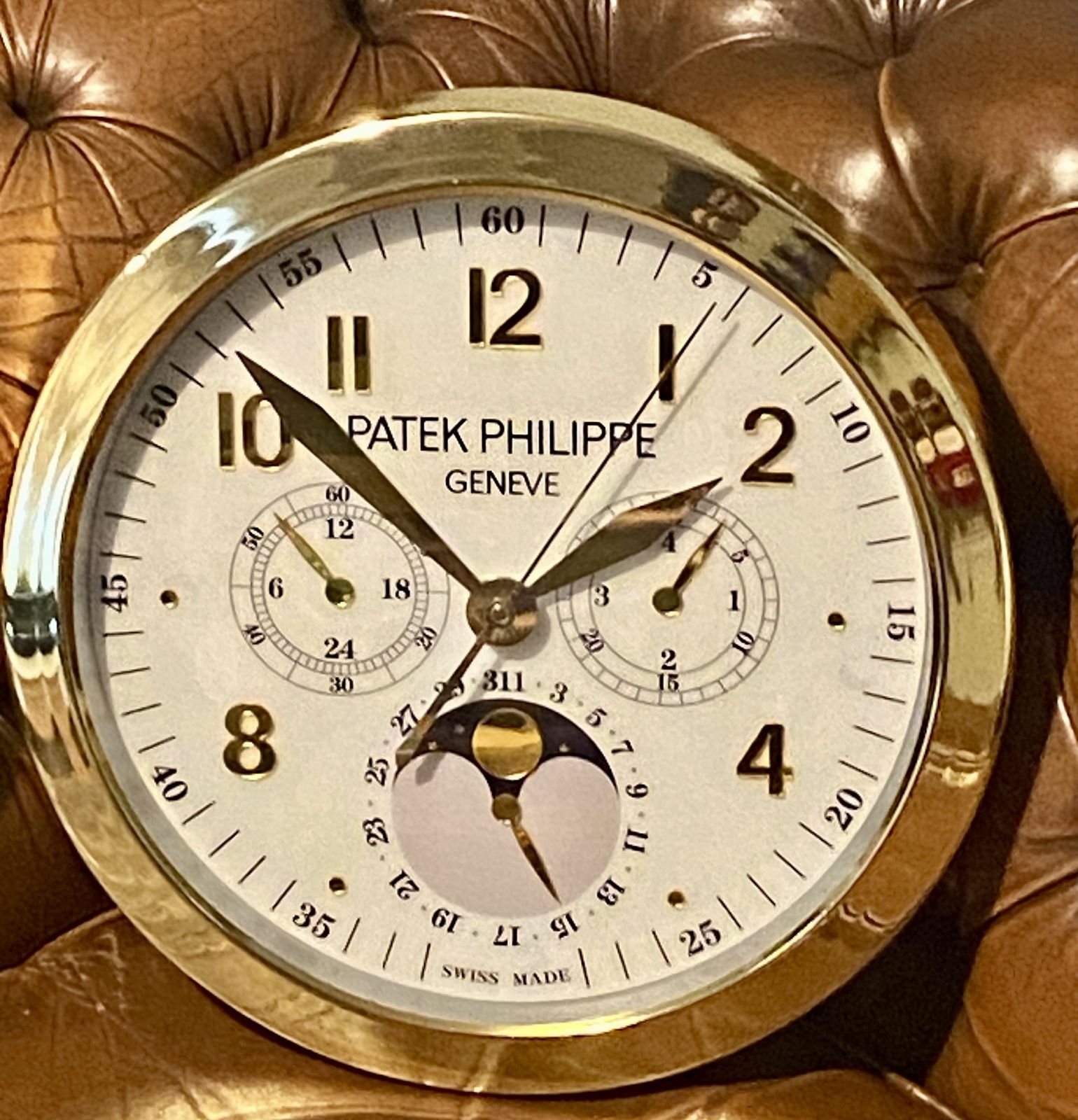 Patek Philippe Geneve Swiss Perpetual Calendar Chronograph Nautilus Dealer Promo Luxury Watch Shop Wall Clock Chronograph Timepiece 1st Dibbs Watch