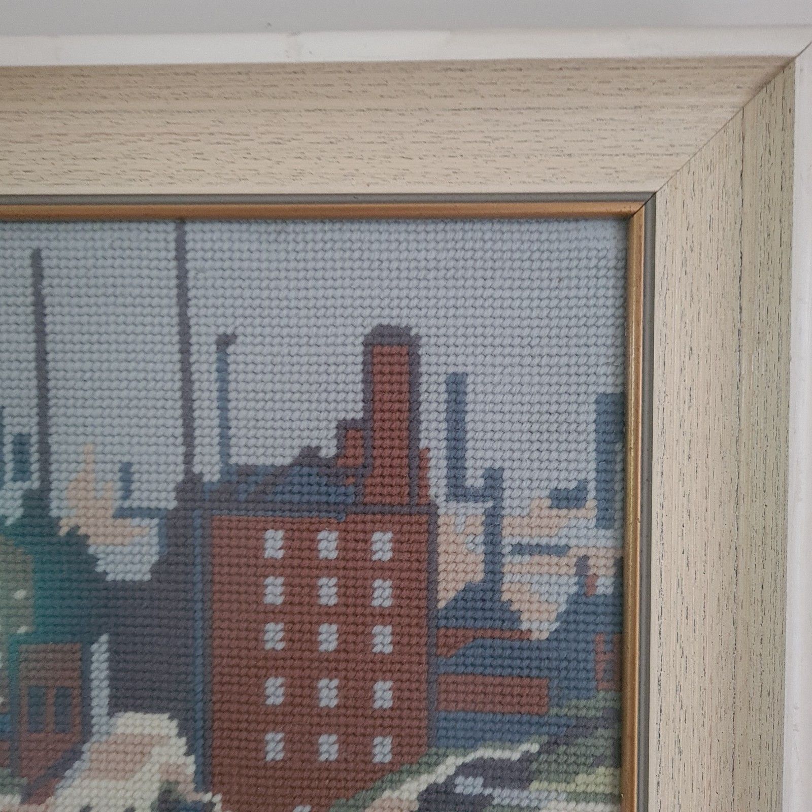 Vintage Lowery Style Cross Stitch Complete Embroidery Framed W57.5cm X H45.5cm photo vinterior