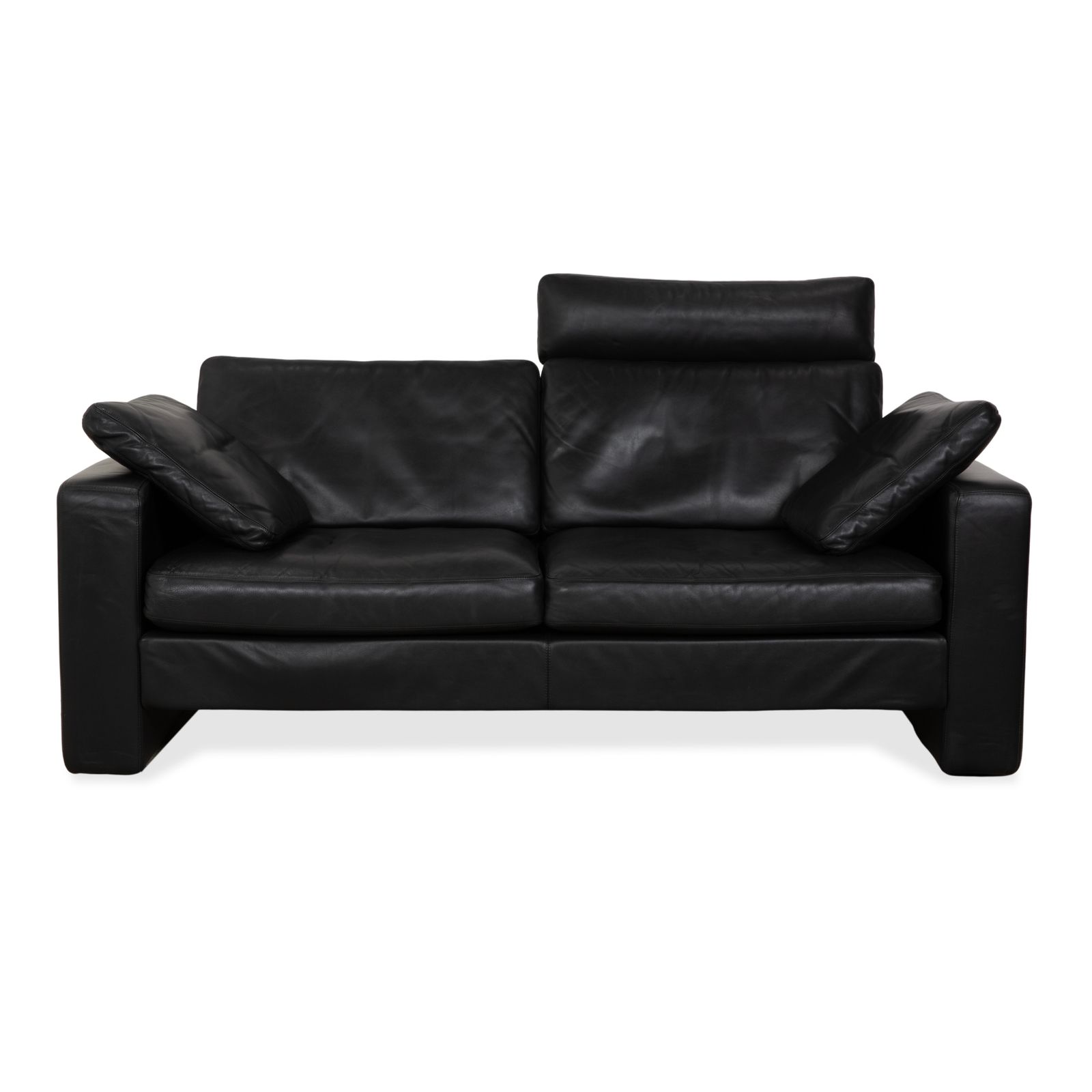 Canapé 2 places Cor Conseta en cuir noir avec appui-tête