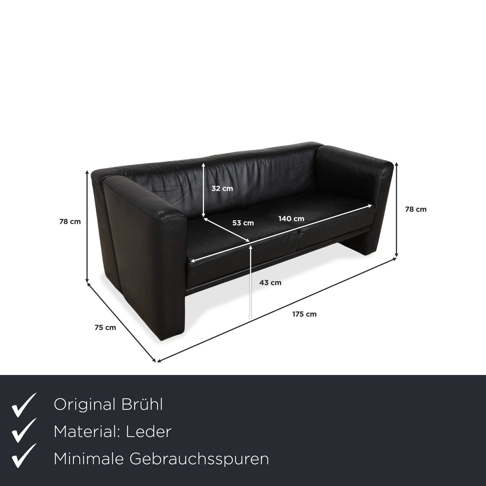 Canapé 2 places Brühl Visavis en cuir noir photo furniture