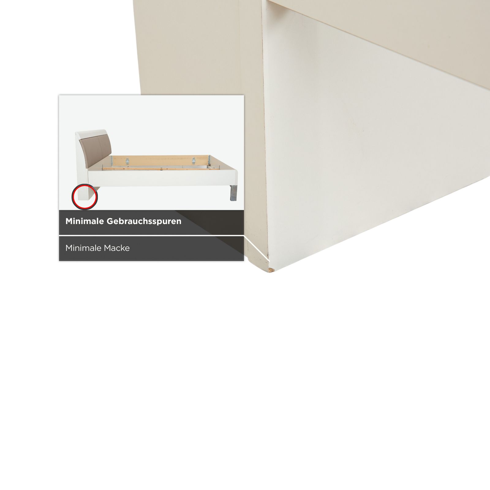 Lit Musterring en bois et cuir beige photo vinterior