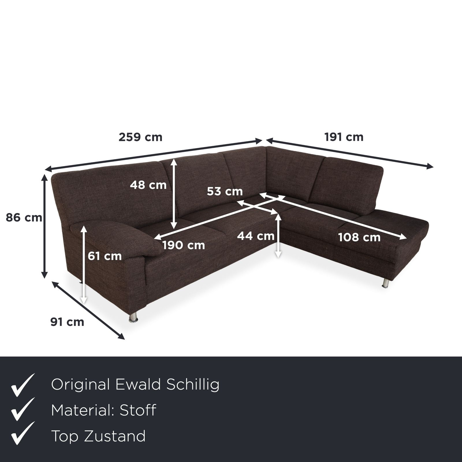 Canapé d'angle Ewald Schillig Concept Plus en tissu brun gris photo furniture