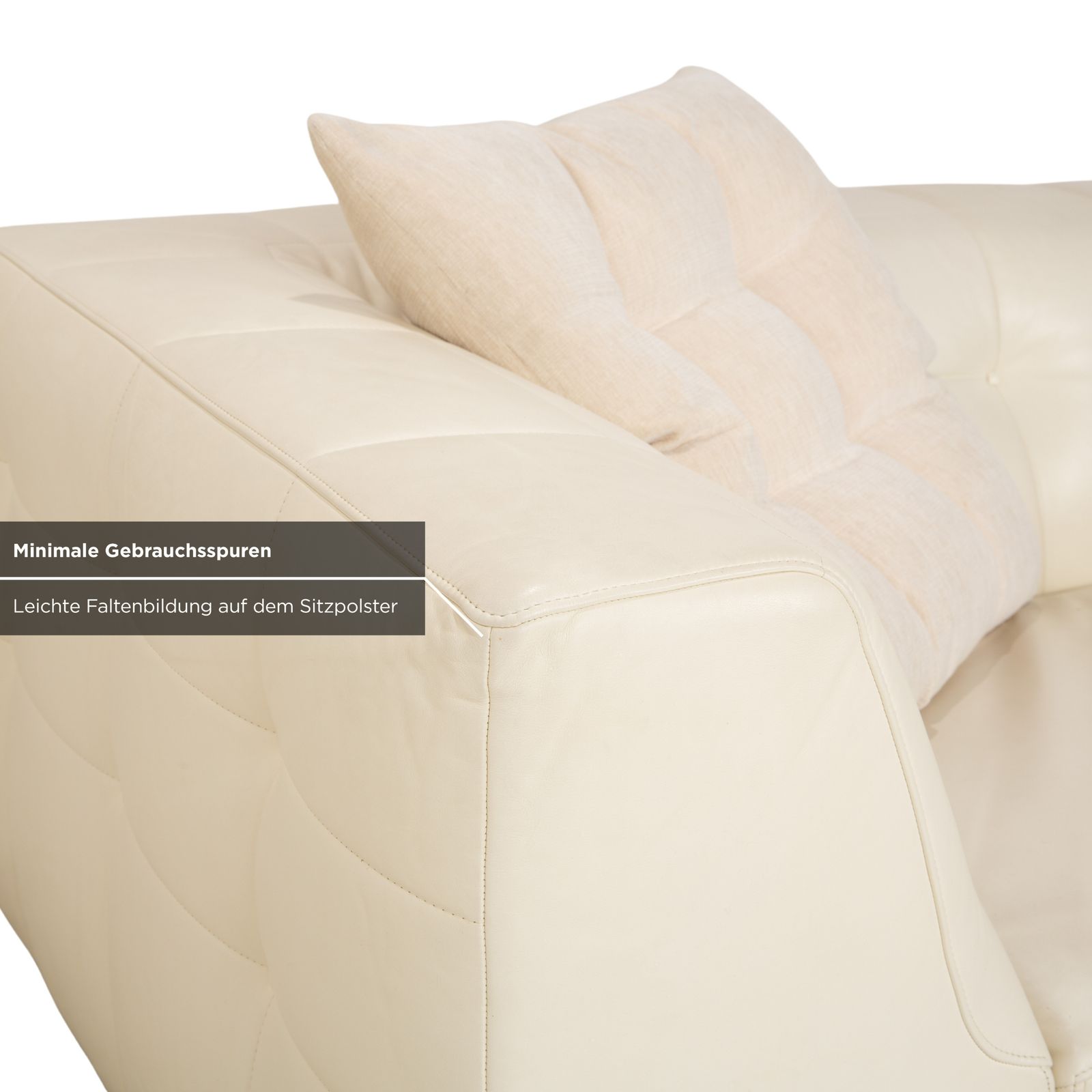 Canapé 4 places Ligne Roset Malhoun en cuir crème photo vinterior