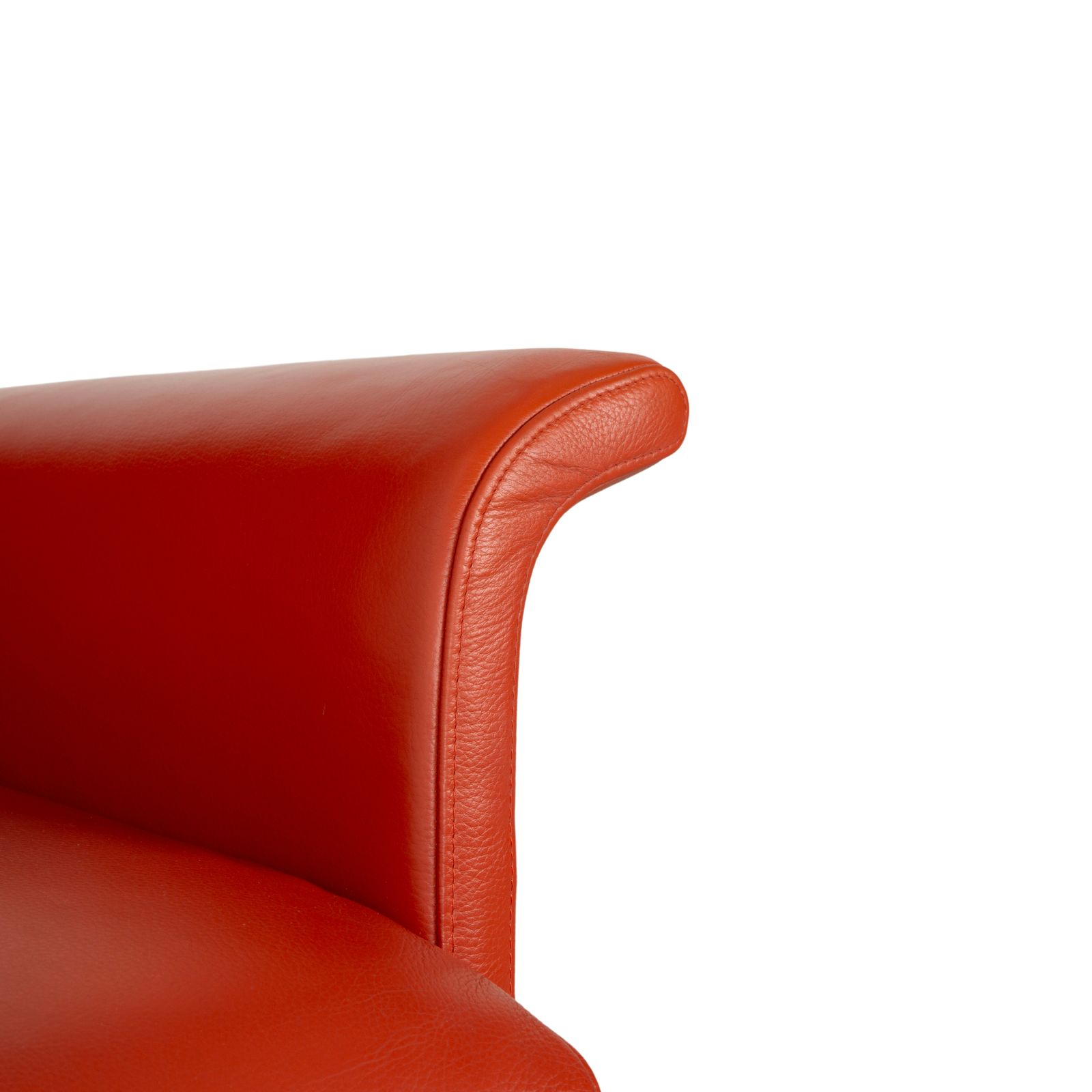 Fsm Filou Leather Armchair Red Orange Terracotta Manual Function photo vinterior