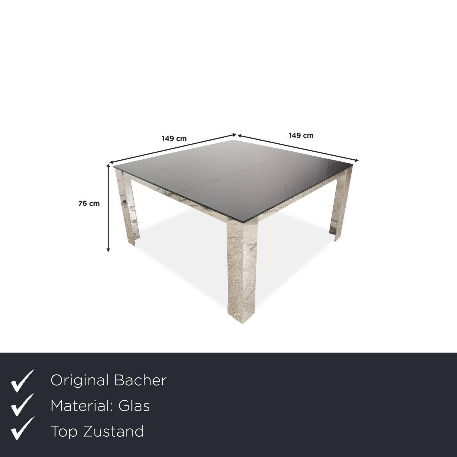 Table à manger Bacher Glas, chrome argenté photo furniture