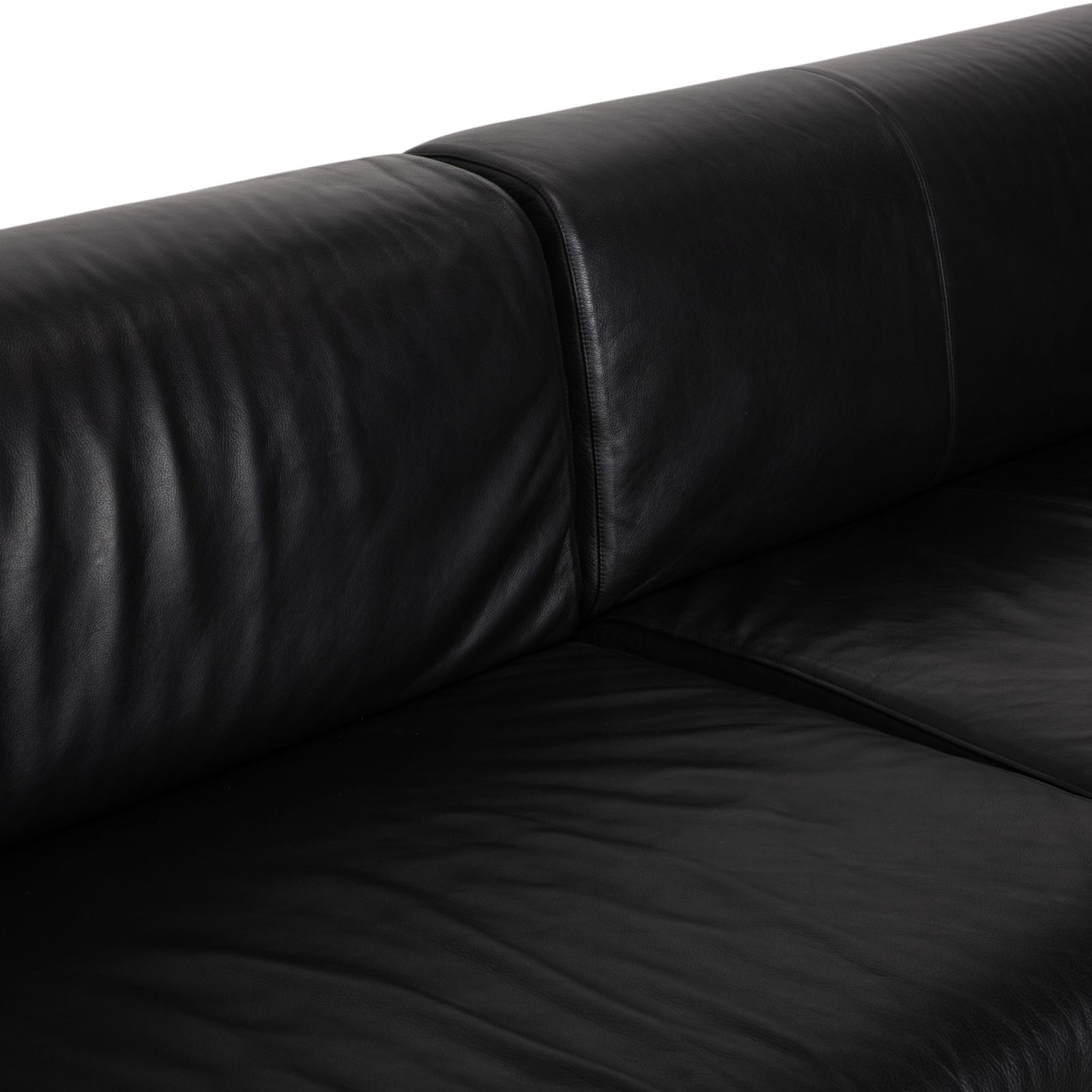 Cassina Met 250 Leren Hoekbank Zwart Zilveren Poten photo vinterior