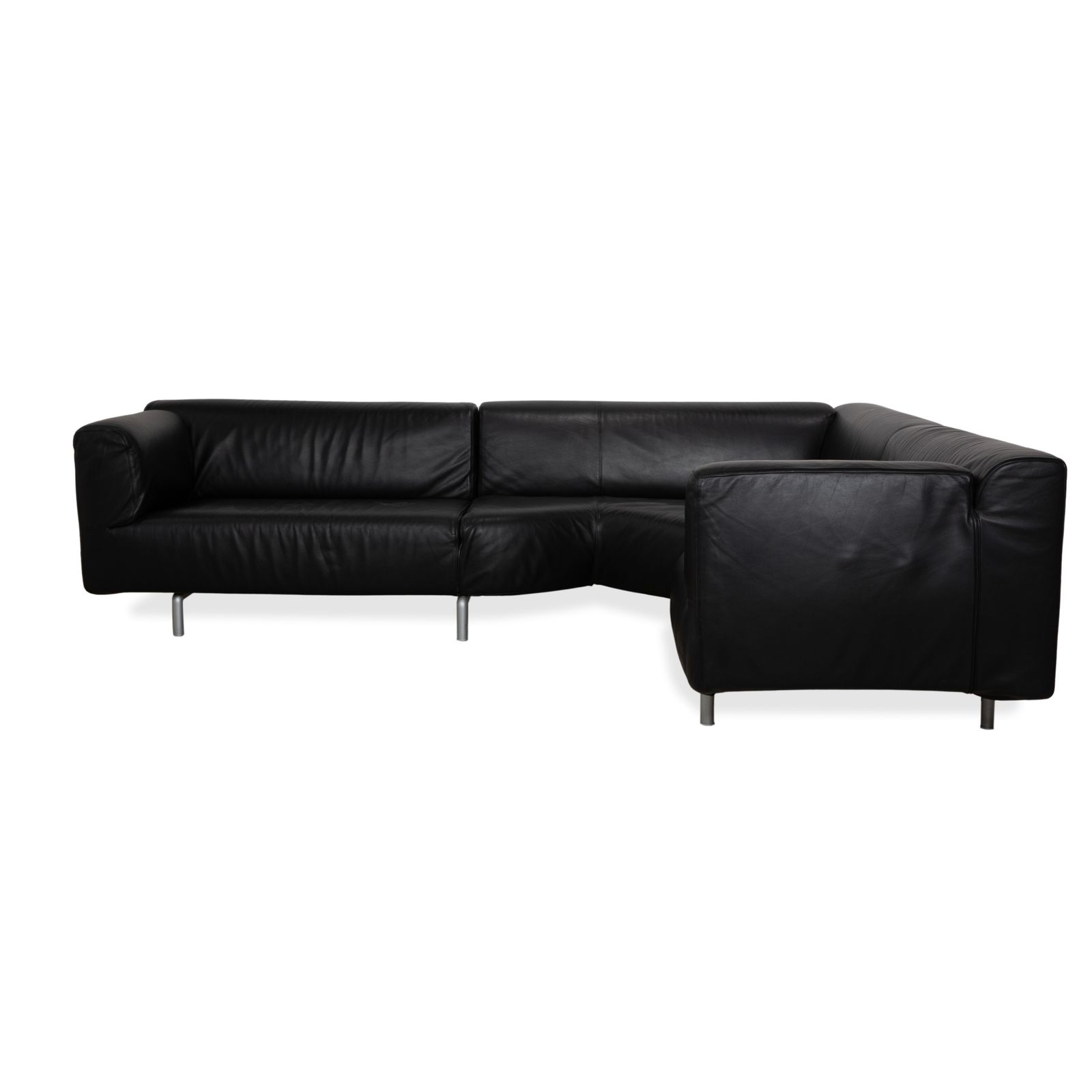 Meubels Cassina Met 250 Leren Hoekbank Zwart Zilveren Poten photo
