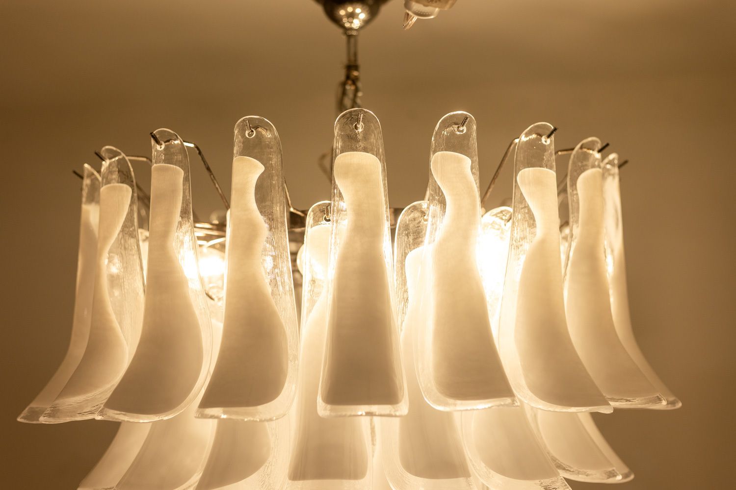 Murano Glass Chandelier In White And Translucent Glass. Contemporary photo Lighting