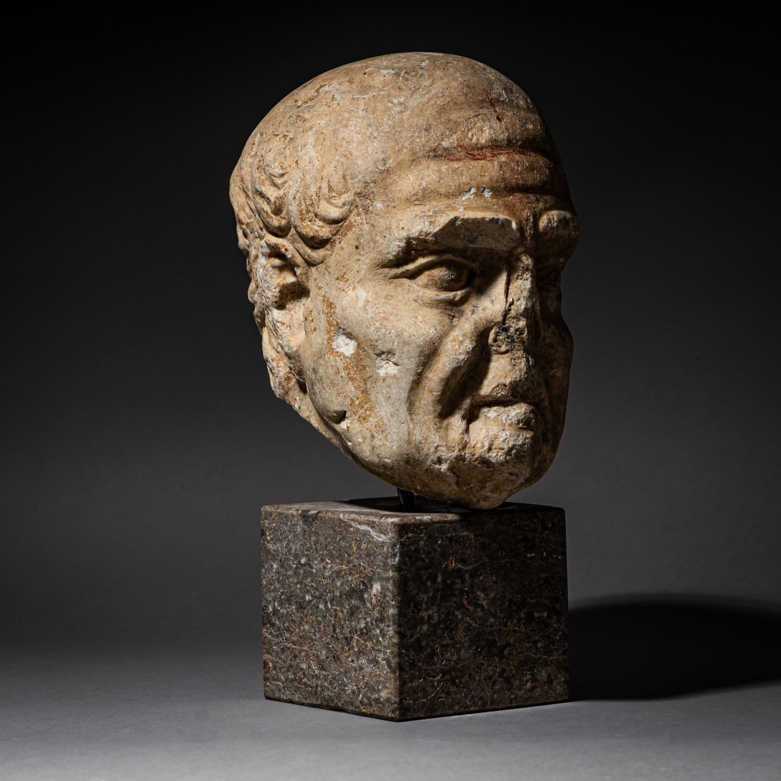 Marble Head Of An Elderly Man, Likely Roman photo furniture