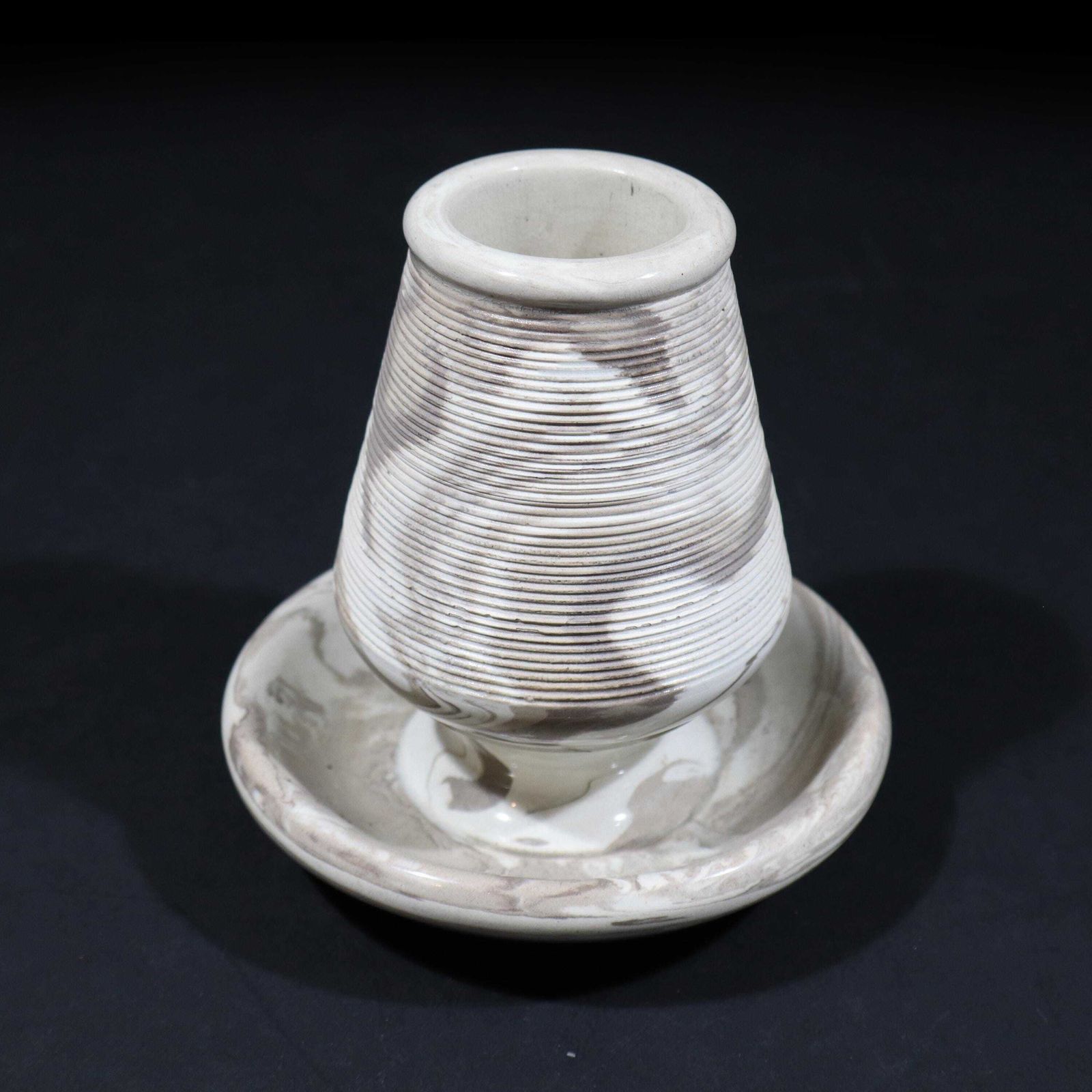Antique Large Match Striker And Holder By Nimy Mouzin Lecat In Marbled Ceramic