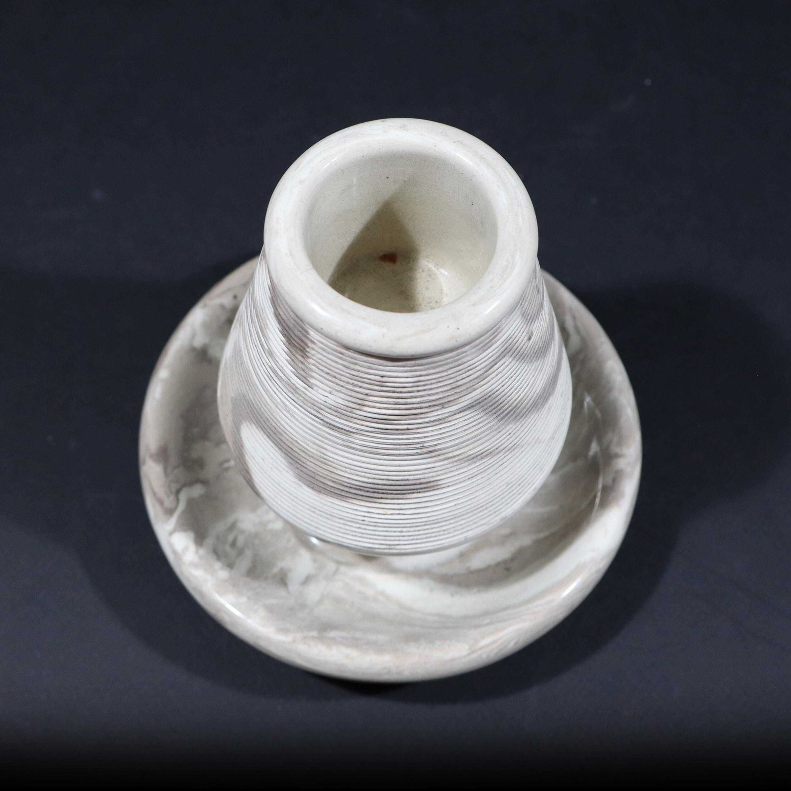 Antique Large Match Striker And Holder By Nimy Mouzin Lecat In Marbled Ceramic photo vinterior