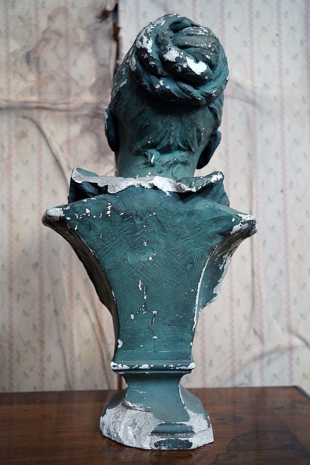 Art An Early 20thc Green Painted Plaster Bust Of A Lady C.1900 20 photo