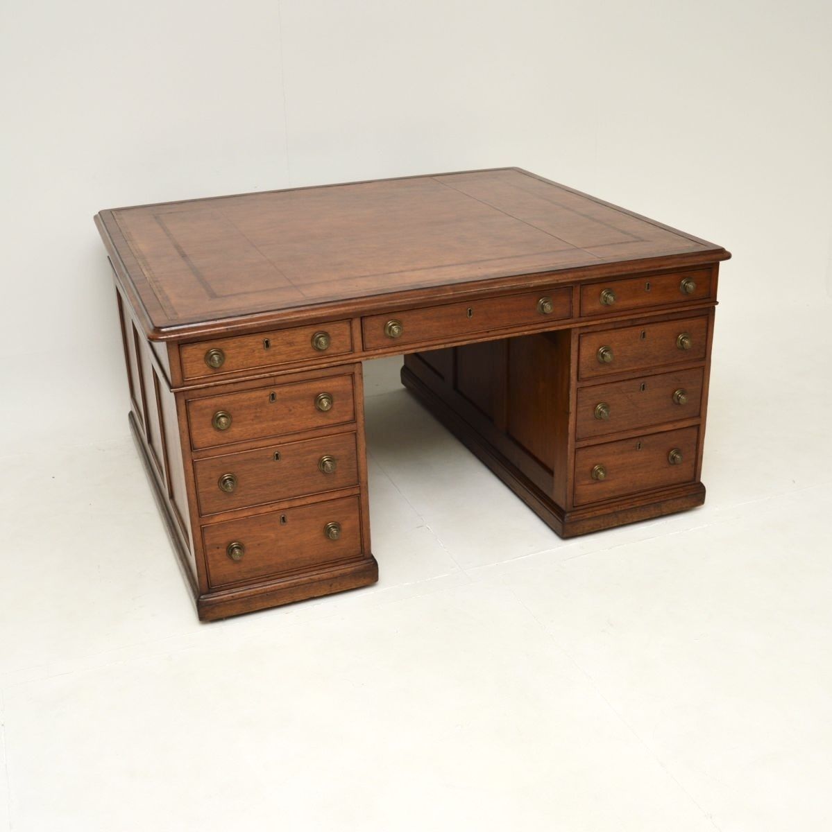 photo for sale Antique Victorian Mahogany Leather Top Partners Desk