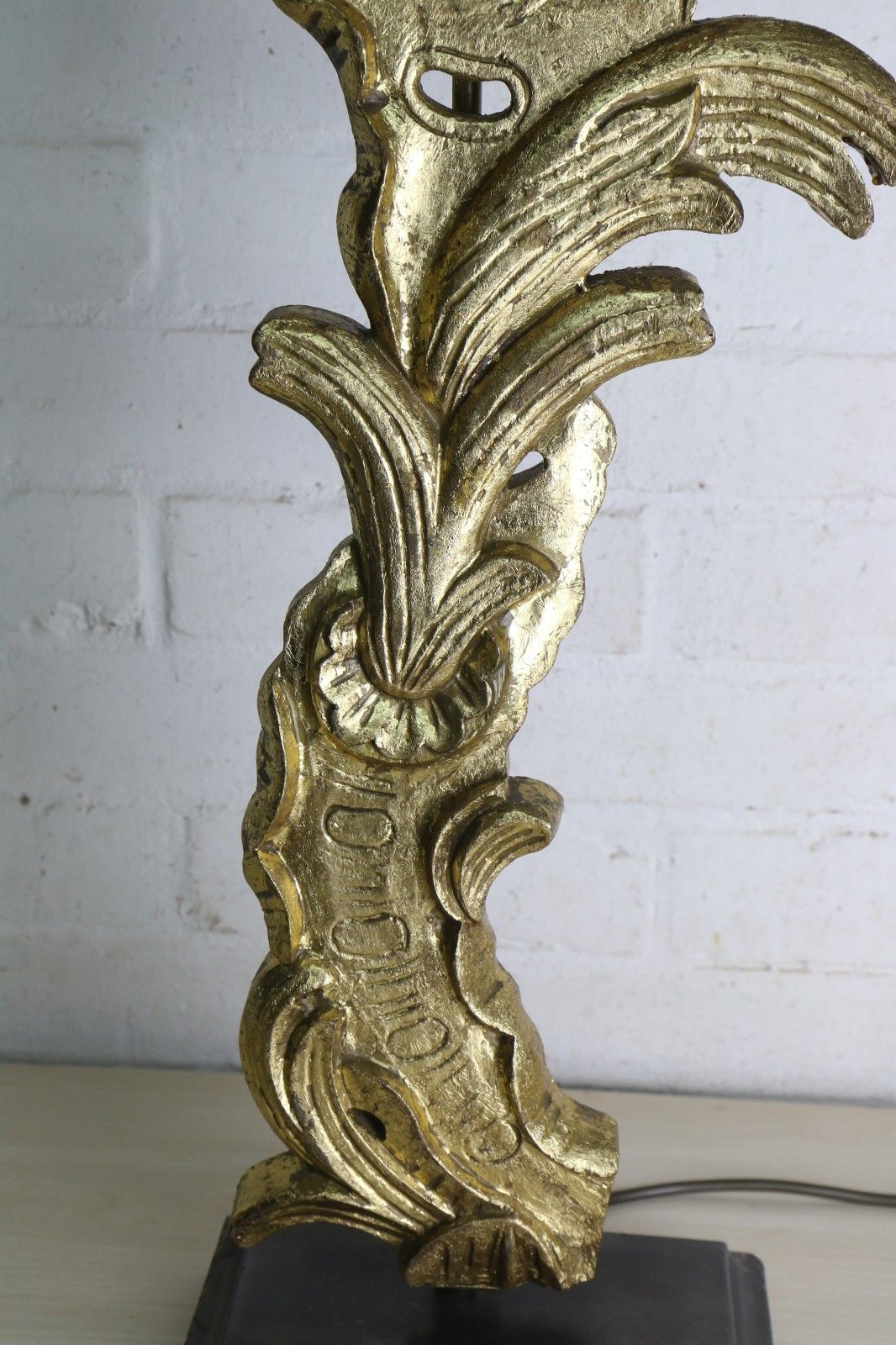 Table Lamp Large Vintage French Gilt Wooden Lamp Designer Quality Antique Style photo 159.0
