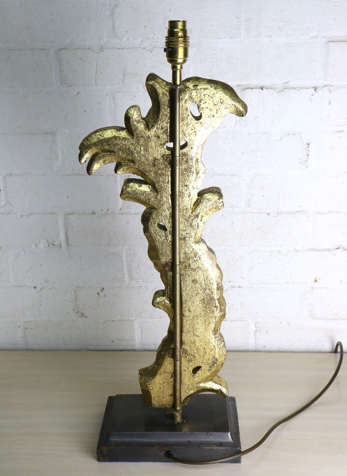 photo for sale Table Lamp Large Vintage French Gilt Wooden Lamp Designer Quality Antique Style