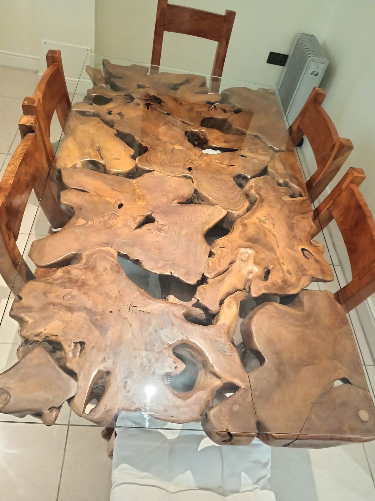 One Of A Kind Brazilian Oak Root Dinning Table + 6 Matching Chairs   Dinning Set photo furniture