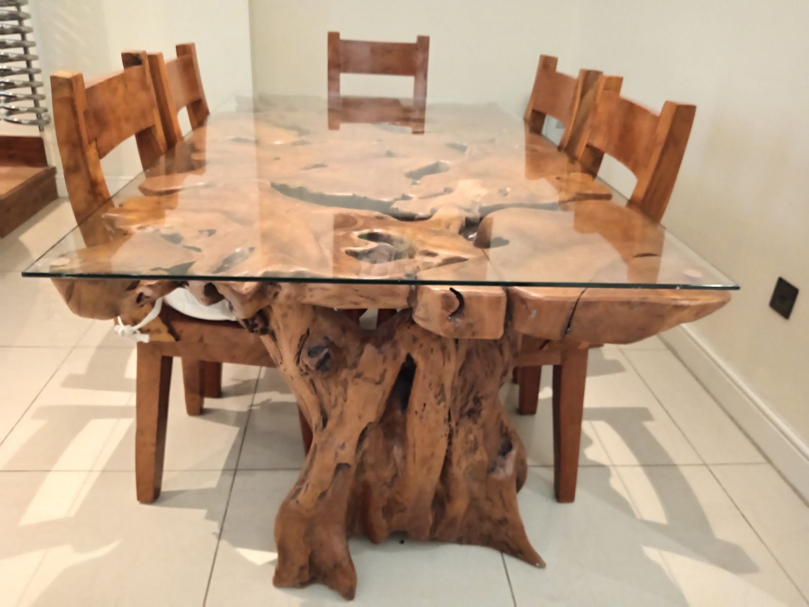 One Of A Kind Brazilian Oak Root Dinning Table + 6 Matching Chairs   Dinning Set photo vinterior