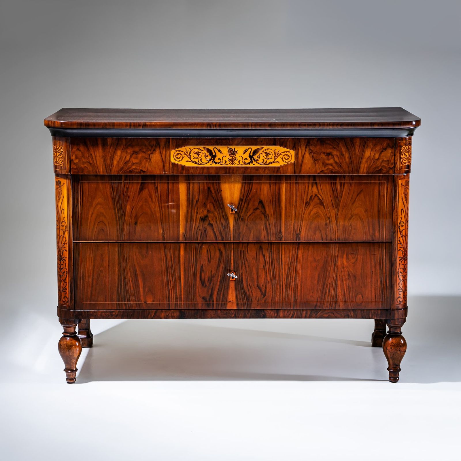 Biedermeier Chest Of Drawers With Marquetry, Italy, 19th Century photo for sale