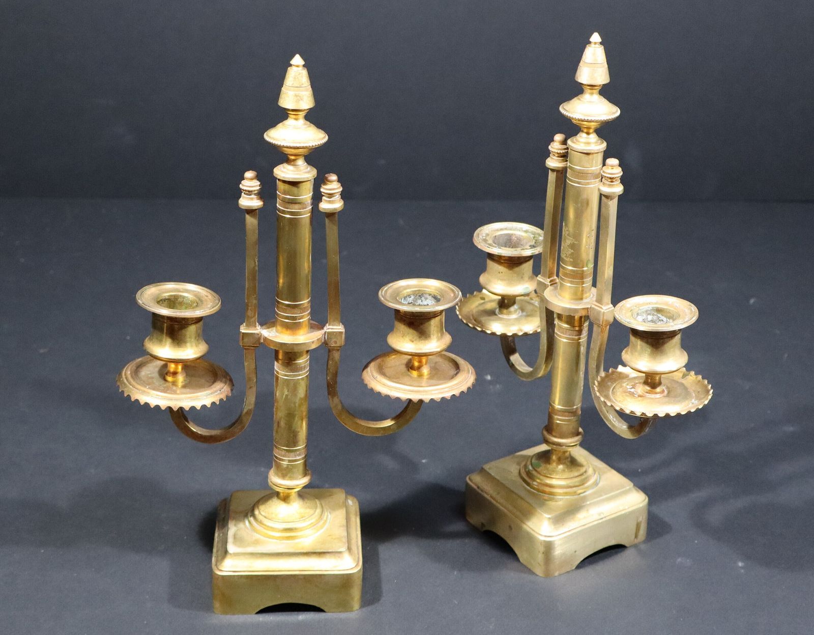 French Antique Two Arm Candelabras Candlesticks In Bronze Louis XVI Style photo vinterior