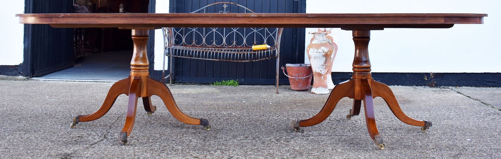 Regency Style Mahogany Twin Pillar Dining/Boardroom Table photo Furniture