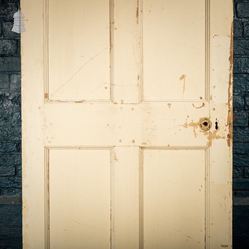 6 Panel Door, Six Moulded Panels, White & Brown photo for sale