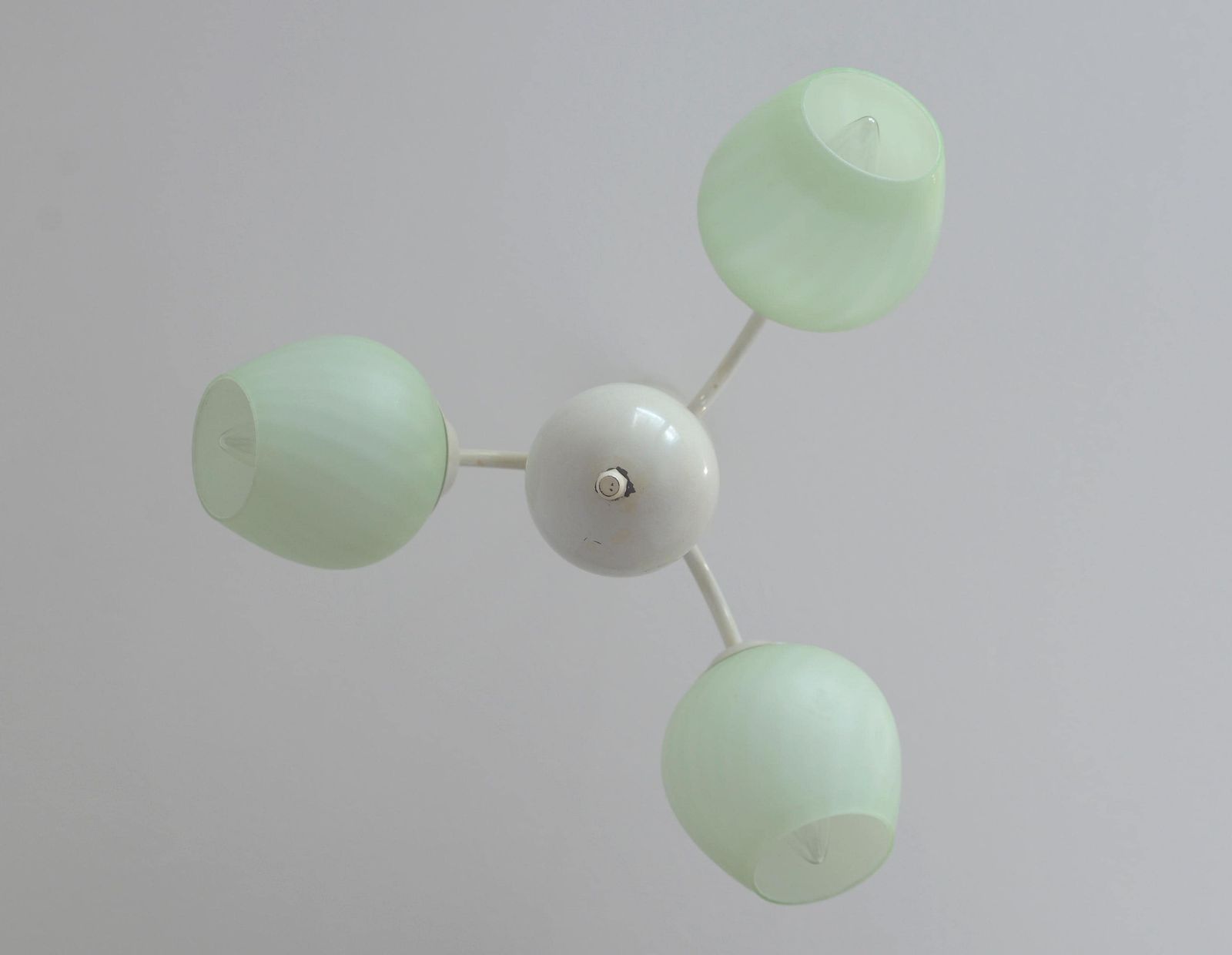 Vintage Elegant Pendant Lamp / Shabby Chic White Chandelier / Mint Green Glass photo Lighting