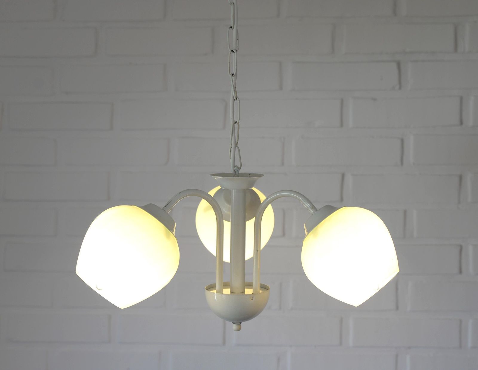 Vintage Elegant Pendant Lamp / Shabby Chic White Chandelier / Mint Green Glass photo 188.0