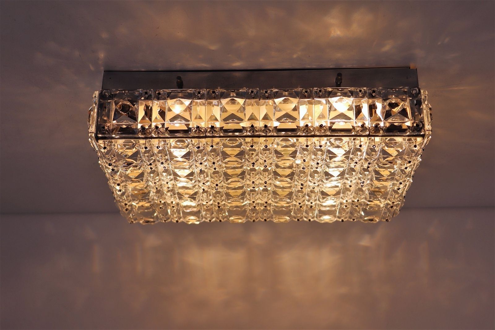 Midcentury Crystal Glass Flush Mount Chandelier By Kinkeldey Germany, 1960s photo 790.0