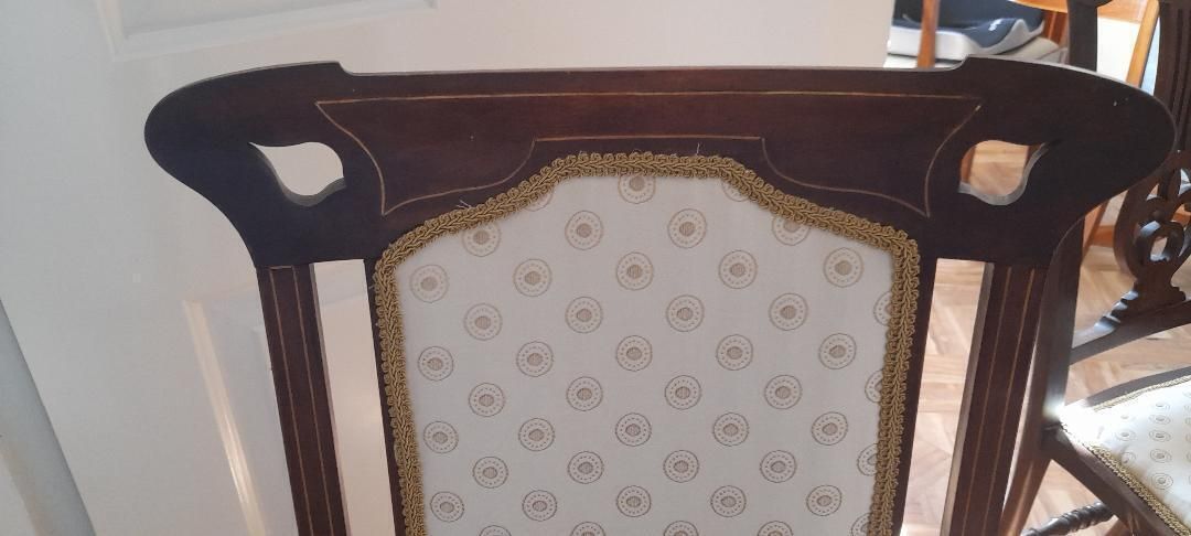Edwardian Mahogany Chair Armchair Inlaid Marquetry English Salon Hall Bedroom Fireside photo 95.0
