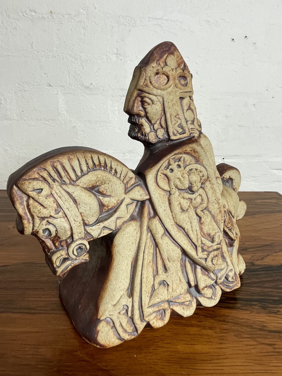Vintage Quantock Pottery King Arthur & Queen Guinevere Figures | 1970s Stoneware | Inspired By Lewis Chessmen photo furniture