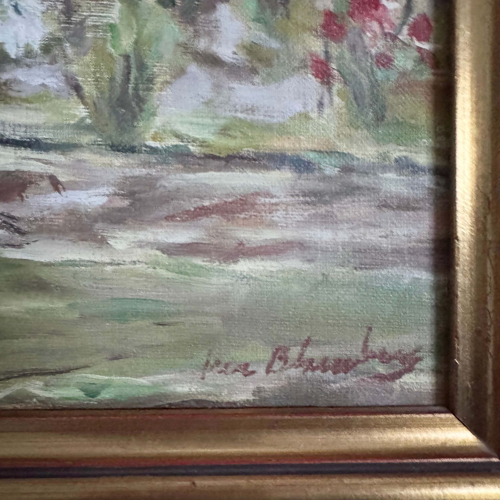 Blooming Apple Trees In Provence. Vintage Oil Painting By Per Blomberg. photo for sale