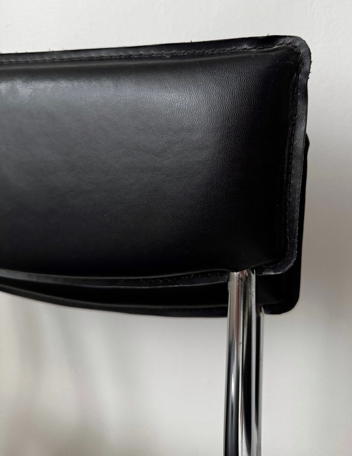 90s Tubular Chrome And Black Faux Leather Bauhaus Chairs 4 photo vintage