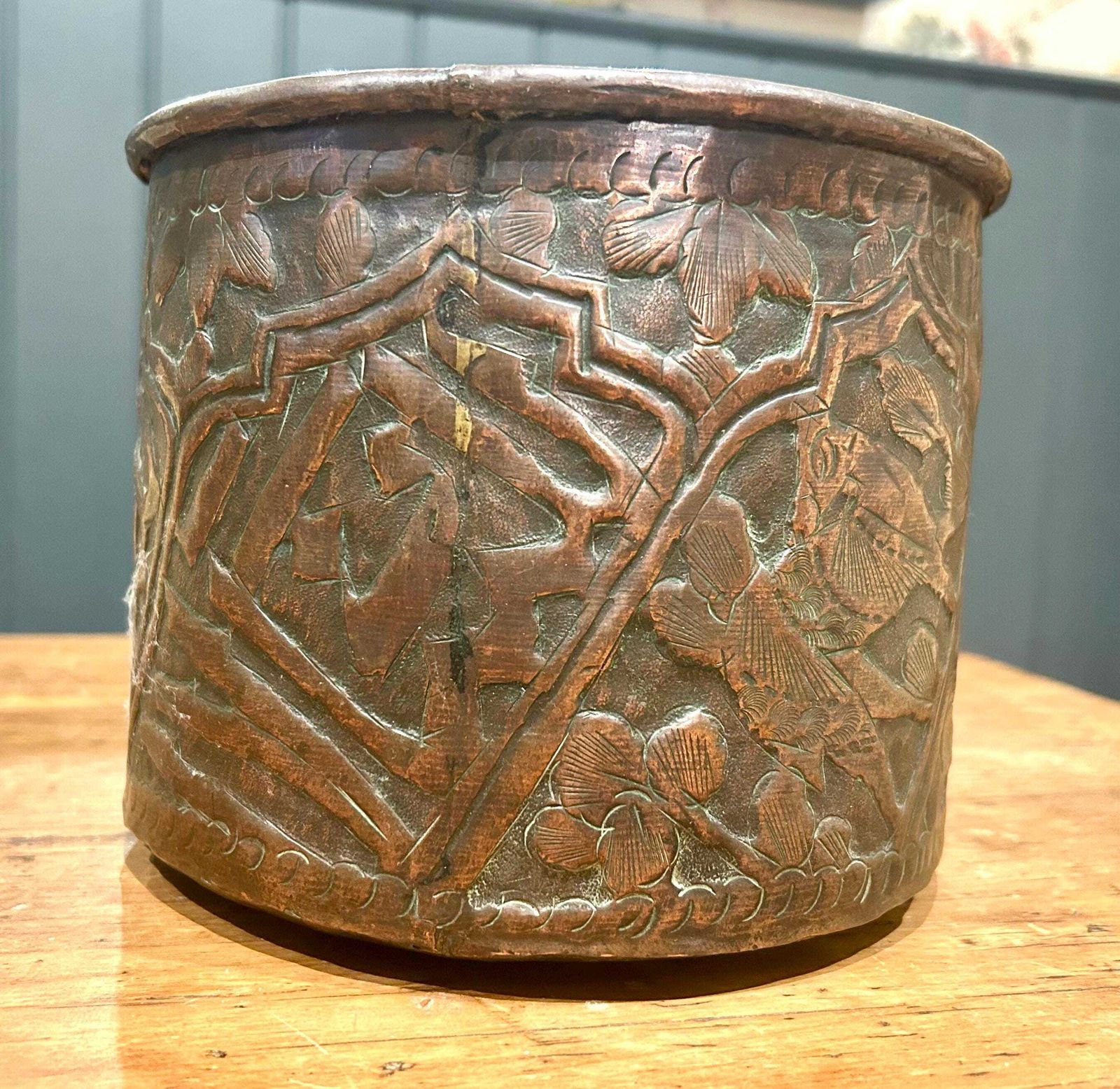 Arts And Crafts Antique Jardinière Planter Pot Plant Copper Box Industrial Antique Vintage Victorian Stand Holder