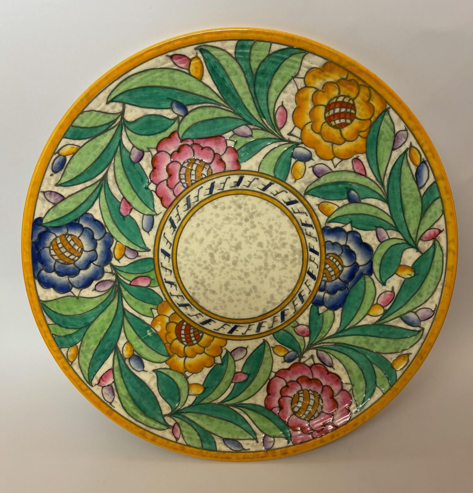 Charlotte Rhead For Crown Ducal “Persian Rose” Tube‑Lined Charger, C.1935–40, 36 Cm