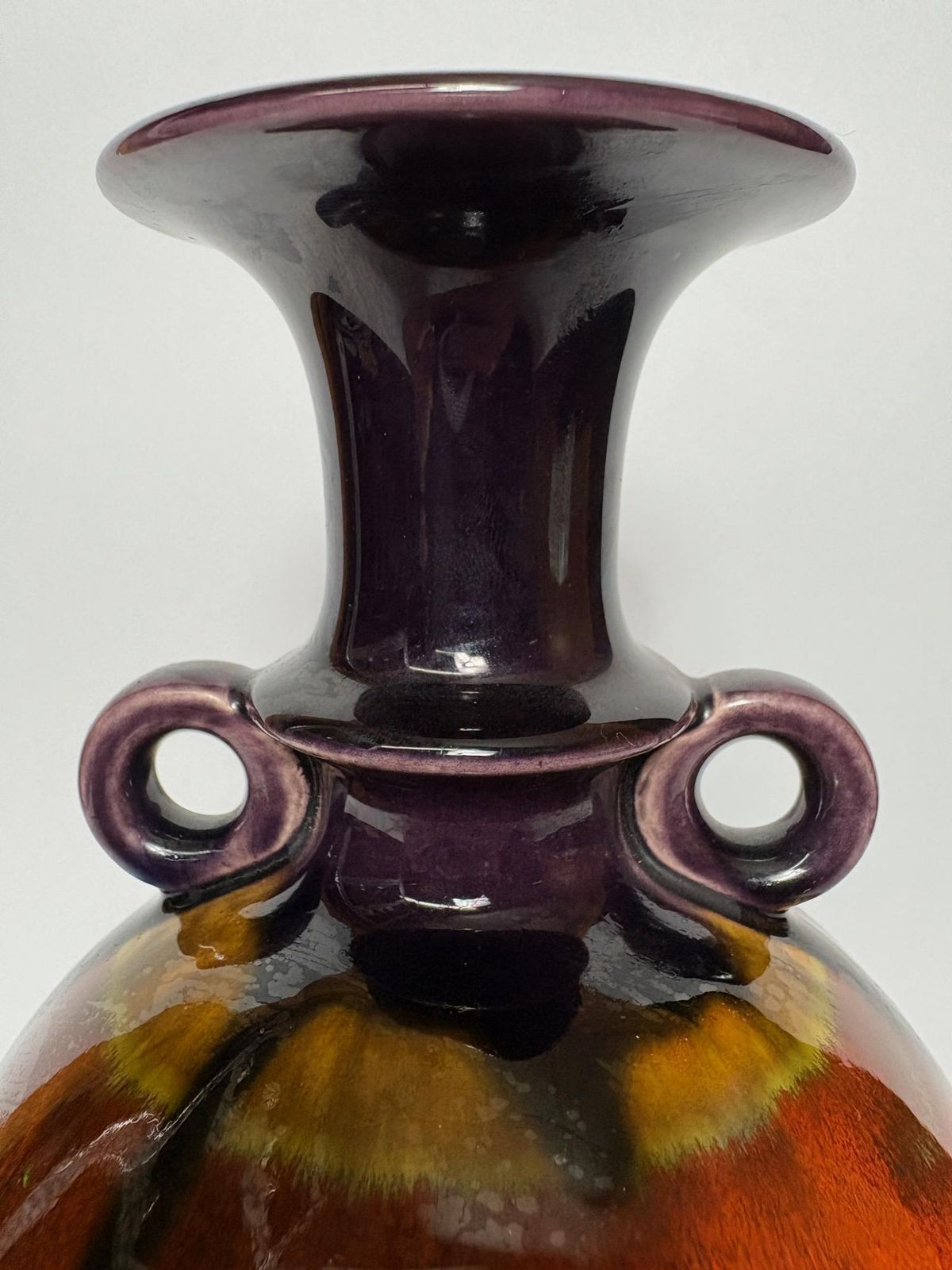 1970s Hutschenreuther ‘Vulkan Feuer’ Fat Lava Glaze Vase West Germany photo 385.0